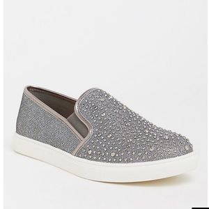 Silver Beaded Slip-On Sneaker (Wide Width)